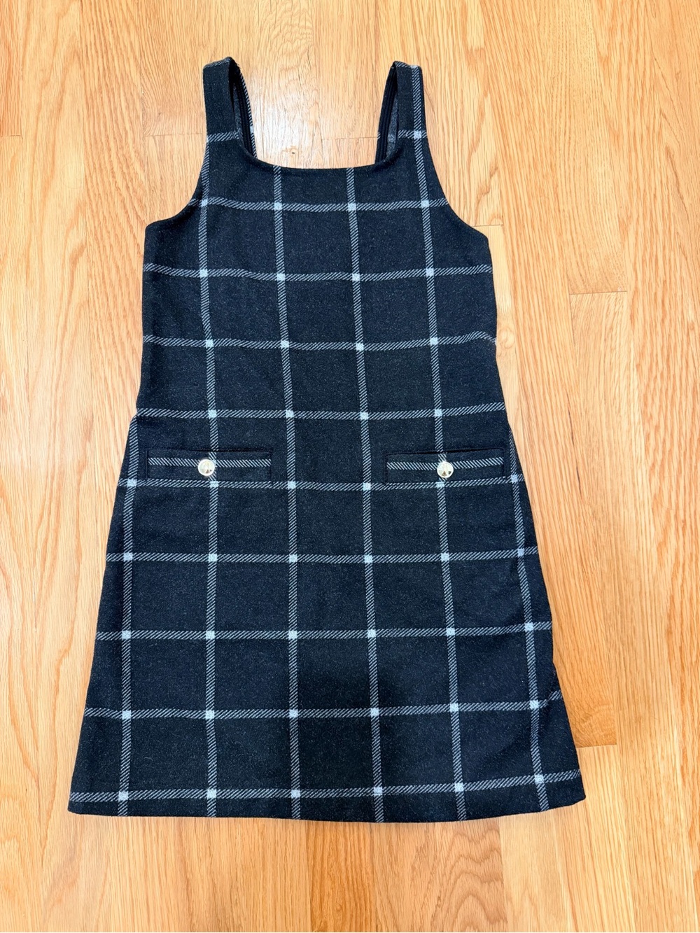 Abercrombie Kids Navy Plaid Pinafore Dress - Size 9/10